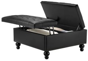 VEVOR 34 in Square Leather Ottoman with Storage Coffee Table for Living Room
