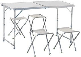 NEW CAMP Apella Folding Table with 4 Benches Set, Πτυσσόμενο Τραπέζι Αλουμινίου για Camping με Καρεκλάκια, NEW-186