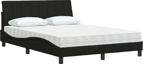 vidaXL Κρεβάτι με Στρώμα Hanko Μαύρο 140x200 εκ. Υφασμάτινο