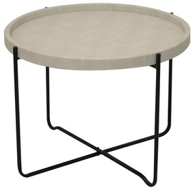 Τραπεζάκι Σαλονιού Fun 04-0494 D63xH42cm Cement - Black Metal, Technoderma