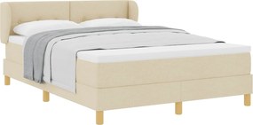 vidaXL Κρεβάτι με ελατήρια με κεφαλάρι Κρεμ 140 x 200 cm ύφασμα