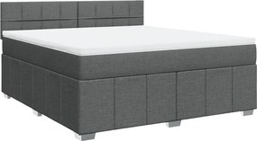vidaXL Κρεβάτι Boxspring με Στρώμα Σκούρο Γκρι 180x200 εκ Υφασμάτιν