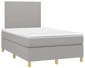 vidaXL Κρεβάτι Boxspring με Στρώμα Ανοιχτό Γκρι 120x200 εκ. Υφασμάτινο