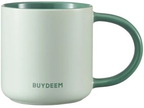 Κεραμικό φλιτζάνι τσαγιού και καφέ Buydeem CD1018-CG, 350 ml, Επίπεδος πάτος, Εσωτερική κλίμακα μέτρησης, Κεραμικό υψηλής θερμοκρασίας, Πράσινο