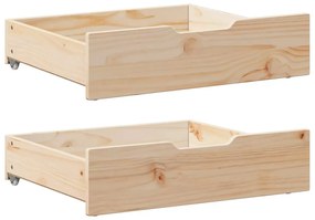 vidaXL Συρτάρια Κρεβατιού με Ροδάκια 2 τεμ. 75x55x17 εκ. Μασίφ Πεύκο