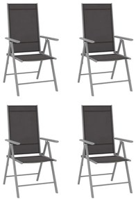 Καρέκλες Κήπου Πτυσσόμενες 4 τεμ. Μαύρες από Textilene - Μαύρο