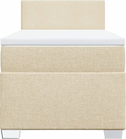 vidaXL Κρεβάτι Boxspring με Στρώμα Κρεμ 100 x 200 εκ. Υφασμάτινο