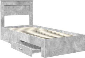 vidaXL Σκελετός Κρεβατιού με κεφαλάρι Σκυρόδεμα Γκρι 100 x 200 cm