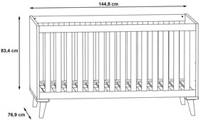 ΒΡΕΦΙΚΟ ΚΡΕΒΑΤΙ BAMBINI HM8841 ΑΝΟΙΧΤΟ ΓΚΡΙ ΦΥΣΙΚΟ 144,8 x76,9x83,4 εκ. - HM8841