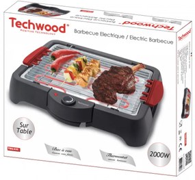 Ηλεκτρική ψησταριά Techwood TBQ-835, 2000W, 5 ρυθμίσεις ισχύος, Ρυθμιζόμενος θερμοστάτης, Δίσκος λίπους, Μαύρο