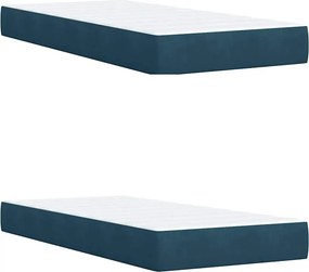 vidaXL Κρεβάτι Boxspring με Στρώμα Μπλε 200x200 εκ. Βελούδινο