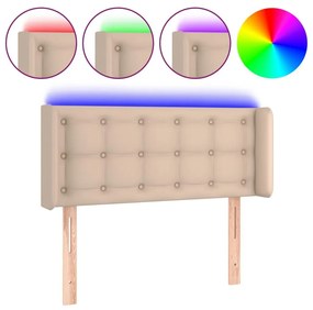 Κεφαλάρι Κρεβατιού LED Καπουτσίνο 93x16x78/88 εκ. Συνθετ. Δέρμα - Καφέ