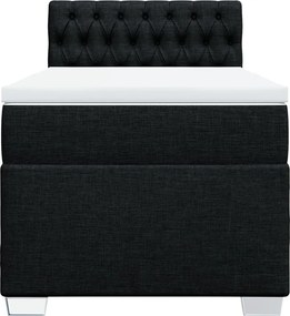 vidaXL Κρεβάτι Boxspring με Στρώμα Μαύρο 90x190 εκ.Υφασμάτινο