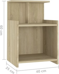 vidaXL Κομοδίνα 2 τεμ. Sonoma Δρυς 40 x 35 x 60 εκ. από Επεξ. Ξύλο