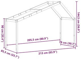 Οροφή Κρεβατιού Παιδική 213x85,5x144,5 εκ. Μασίφ Ξύλο Πεύκου - Καφέ