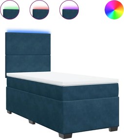 vidaXL Κρεβάτι Boxspring με Στρώμα Μπλε 100x200 εκ. Βελούδινο