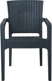 LORA Πολυθρόνα Κήπου Στοιβαζόμενη, PP (Rattan Look) Απόχρωση Ανθρακί   1τμχ