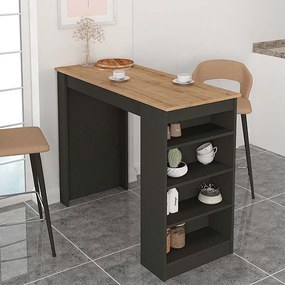 Megapap Τραπέζι Μπαρ Monaco Από Μελαμίνη Ανθρακί - Sapphire Oak