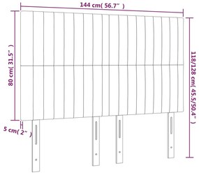 vidaXL Κεφαλάρι Κρεβατιού LED Μαύρο 144x5x118/128 εκ. Υφασμάτινο