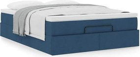 vidaXL Οθωμανικό κρεβάτι με στρώμα μπλε 140x200cm ύφασμα