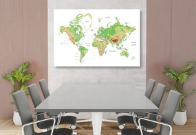 Εικόνα στον κλασικό παγκόσμιο χάρτη από φελλό με λευκό φόντο - 120x80  transparent