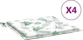 VidaXL Μαξιλάρια Καρέκλας 4 τεμ. Σχέδιο Φύλλων 50x50x3 εκ. Υφασμάτινα