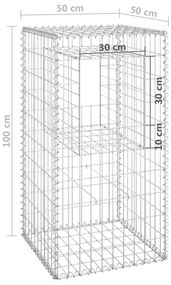 vidaXL Συρματοκιβώτιο Στύλος 50 x 50 x 100 εκ. Σιδερένιο