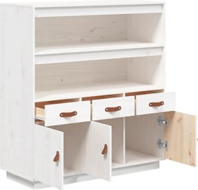 vidaXL Ντουλάπι Ψηλό Λευκό 100x40x108,5 εκ. από Μασίφ Ξύλο Πεύκου