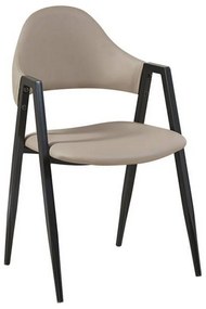 Πολυθρόνα Delta Cappuccino ΕΜ1301,2 50x55x80cm Σετ 2τμχ Μέταλλο,Τεχνόδερμα