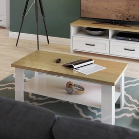 VERNE ΤΡΑΠΕΖΙ ΣΑΛΟΝΙΟΥ 110x60x46.4cm Λευκό-Φυσικός Δρυς TO-VERNECOFFEE