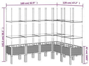 Ζαρντινιέρα Κήπου με Καφασωτό Γκρι 160x120x142,5 εκ. από PP - Γκρι