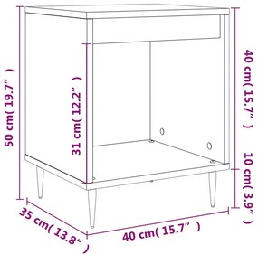 Κομοδίνα 2 τεμ. Μαύρα 40 x 35 x 50 εκ. από Επεξεργασμένο Ξύλο - Μαύρο