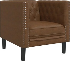 vidaXL Πολυθρόνα Chesterfield Καφέ από Συνθετικό Καστόρι