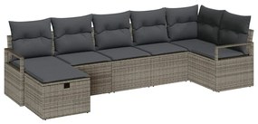 vidaXL Σετ Καναπέ Κήπου 7 pcs Γκρι 287 x 122 x 85 εκ Πολυ ράταν