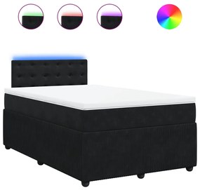 vidaXL Κρεβάτι Boxspring με Στρώμα Μαύρο 120x190 εκ. Βελούδινο