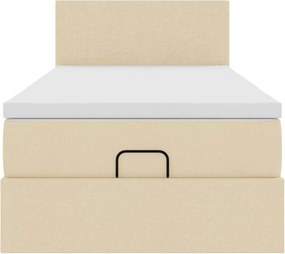 vidaXL Οθωμανικό κρεβάτι με στρώμα Cream 90x200cm ύφασμα
