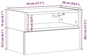 Κομοδίνα Επιτοίχια Γκρι Sonoma 45x26x28,5 εκ. - Γκρι