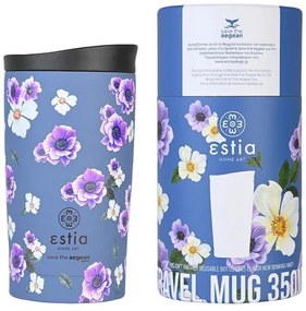 Estia Θερμός - Ποτήρι Για Καφέ Travel Mug Save The Aegean 350ml Garden Blue 01-20439