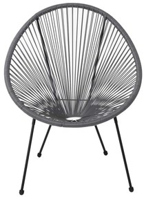 Πολυθρόνα Μεταλική Μαύρη, ACAPULCO Plastic Rattan Γκρι 73x76x89cm