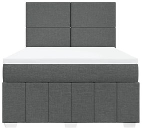 Κρεβάτι Boxspring με Στρώμα Σκούρο Γκρι 140x190 εκ. Υφασμάτινο - Γκρι