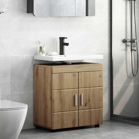 vidaXL Ντουλάπα νιπτήρα μπάνιου με πόρτα artisan δρυς 60 x 34 x 63 εκ