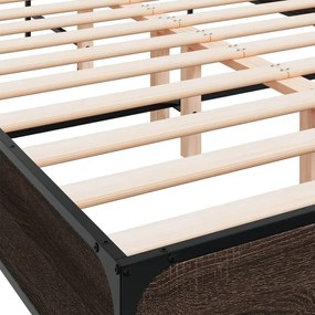 vidaXL Πλαίσιο Κρεβατιού Καφέ Δρυς 140x200 εκ. Επεξ. Ξύλο &amp; Μέταλλο