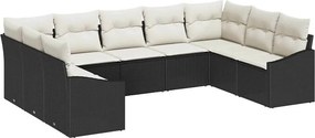 vidaXL Σετ Καναπέ με μαξιλάρι 9 pcs Μαύρο συνθετικό ρατάν