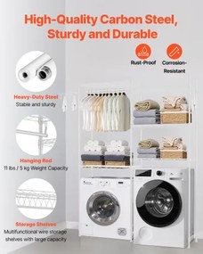VEVOR Over Washer and Dryer Storage Shelf Two Row 5 Tiers Washer Rack White