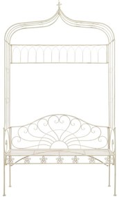 vidaXL Παγκάκι Κήπου Αντικέ Λευκό 122 εκ. Σιδερένιο