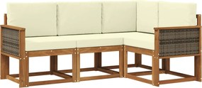 vidaXL Σειρά Καναπέ Εξωτερικού 4 pcs Φυσικό και Κρέμα Πολυεστέρας
