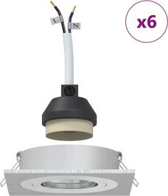 vidaXL Σποτ 6 pcs Ασημί 9 x 9 x 2 εκ. Αλουμίνιο