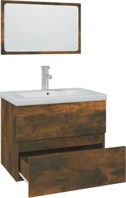 vidaXL Σετ Επίπλων Μπάνιου Καπνιστή Δρυς από Τεχν. Ξύλο