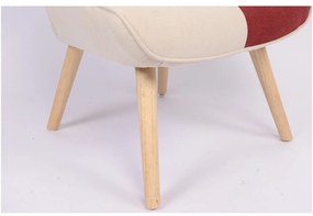 Πολυθρόνα ArteLibre BRIAR Μπορντό/Γκρι Patchwork Ύφασμα/Ξύλο 73x69x96cm