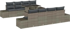 vidaXL Σετ Καναπέ Κήπου 9 pcs Γκρι Πολυέστερ και Κατασκευασμένο Ατσάλι